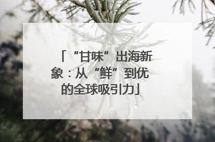 “甘味”出海新象：从“鲜”到优的全球吸引力