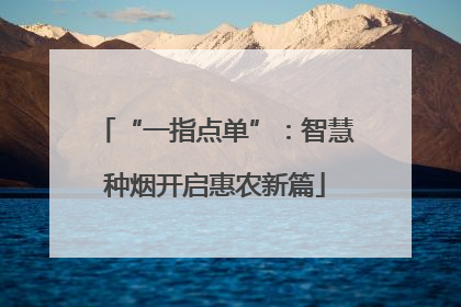“一指点单”：智慧种烟开启惠农新篇
