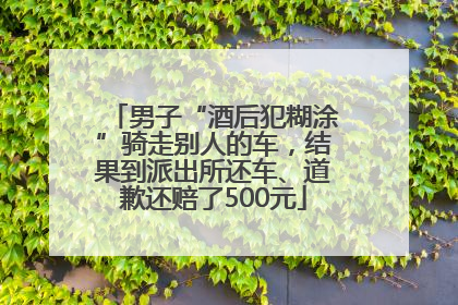 男子“酒后犯糊涂”骑走别人的车，结果到派出所还车、道歉还赔了500元