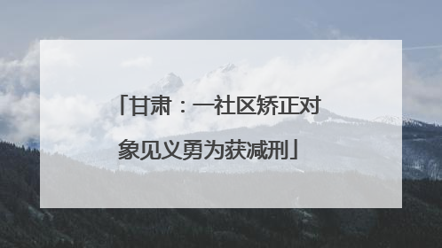 甘肃：一社区矫正对象见义勇为获减刑