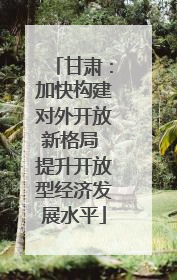 甘肃：加快构建对外开放新格局 提升开放型经济发展水平
