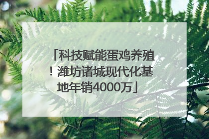 科技赋能蛋鸡养殖！潍坊诸城现代化基地年销4000万