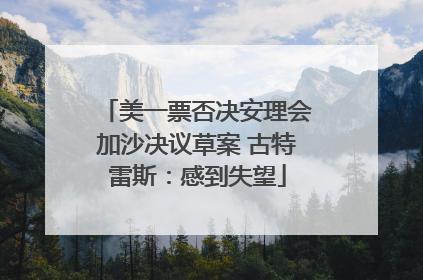 美一票否决安理会加沙决议草案 古特雷斯：感到失望