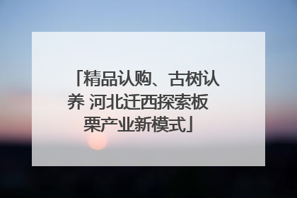 精品认购、古树认养 河北迁西探索板栗产业新模式