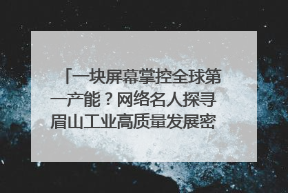 一块屏幕掌控全球第一产能？网络名人探寻眉山工业高质量发展密码｜网络名人四川行