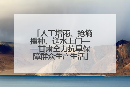 人工增雨、抢墒播种、送水上门——甘肃全力抗旱保障群众生产生活