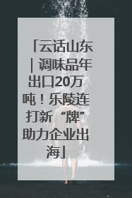 云话山东｜调味品年出口20万吨！乐陵连打新“牌”助力企业出海