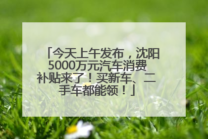 今天上午发布，沈阳5000万元汽车消费补贴来了！买新车、二手车都能领！