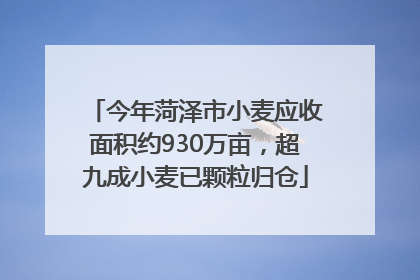 今年菏泽市小麦应收面积约930万亩，超九成小麦已颗粒归仓