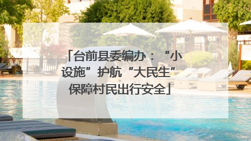 台前县委编办：“小设施”护航“大民生” 保障村民出行安全