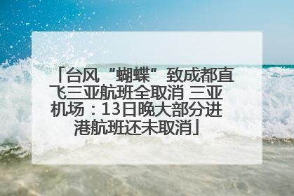 台风“蝴蝶”致成都直飞三亚航班全取消 三亚机场：13日晚大部分进港航班还未取消