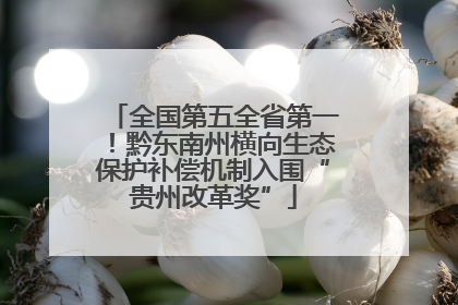 全国第五全省第一！黔东南州横向生态保护补偿机制入围“贵州改革奖”