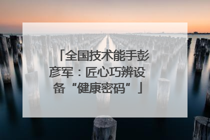 全国技术能手彭彦军：匠心巧辨设备“健康密码”