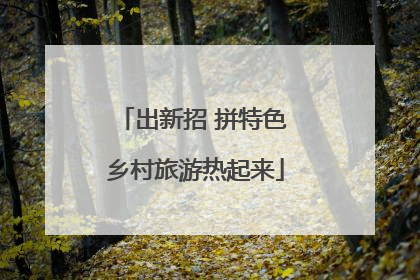出新招 拼特色 乡村旅游热起来