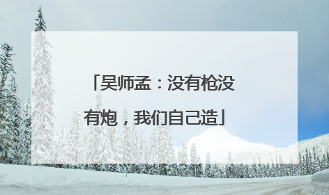 吴师孟：没有枪没有炮，我们自己造