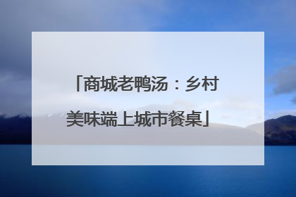 商城老鸭汤：乡村美味端上城市餐桌