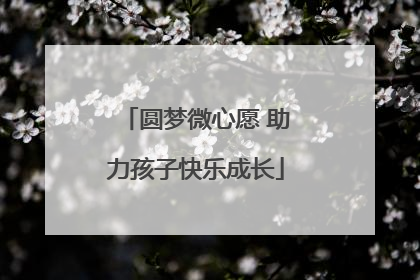 圆梦微心愿 助力孩子快乐成长