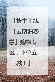 快手上线「云南消费券」购物专区，下单立减！