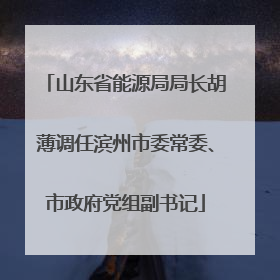 山东省能源局局长胡薄调任滨州市委常委、市政府党组副书记