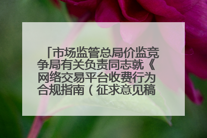 市场监管总局价监竞争局有关负责同志就《网络交易平台收费行为合规指南（征求意见稿）》答记者问
