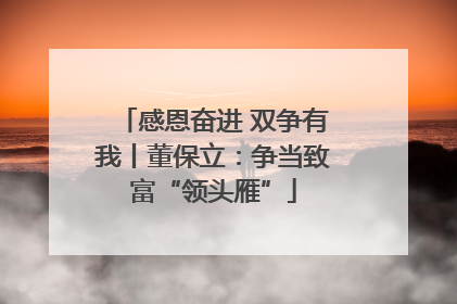 感恩奋进 双争有我丨董保立：争当致富“领头雁”