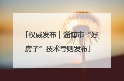 权威发布｜淄博市“好房子”技术导则发布
