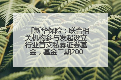 新华保险：联合相关机构参与发起设立行业首支私募证券基金，基金二期200亿元已募集完毕