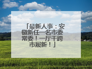 最新人事：安徽新任一名市委常委！一厅干跨市履新！