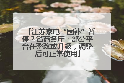 江苏家电“国补”暂停？省商务厅：部分平台在整改或升级，调整后可正常使用