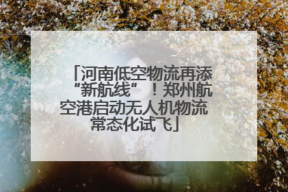 河南低空物流再添“新航线”！郑州航空港启动无人机物流常态化试飞