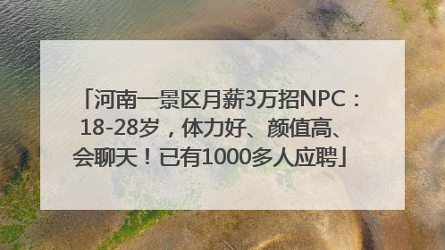 河南一景区月薪3万招NPC：18-28岁，体力好、颜值高、会聊天！已有1000多人应聘