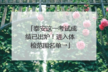 泰安这一考试成绩已出炉！进入体检范围名单→