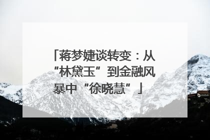 蒋梦婕谈转变：从“林黛玉”到金融风暴中“徐晓慧”