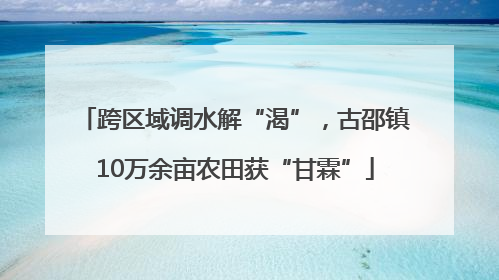 跨区域调水解“渴”，古邵镇10万余亩农田获“甘霖”