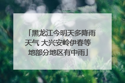 黑龙江今明天多降雨天气 大兴安岭伊春等地部分地区有中雨