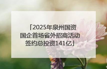 2025年泉州国资国企首场省外招商活动签约总投资141亿