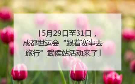 5月29日至31日，成都世运会“跟着赛事去旅行”武侯站活动来了