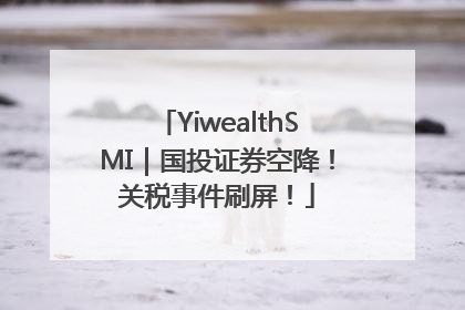 YiwealthSMI｜国投证券空降！关税事件刷屏！